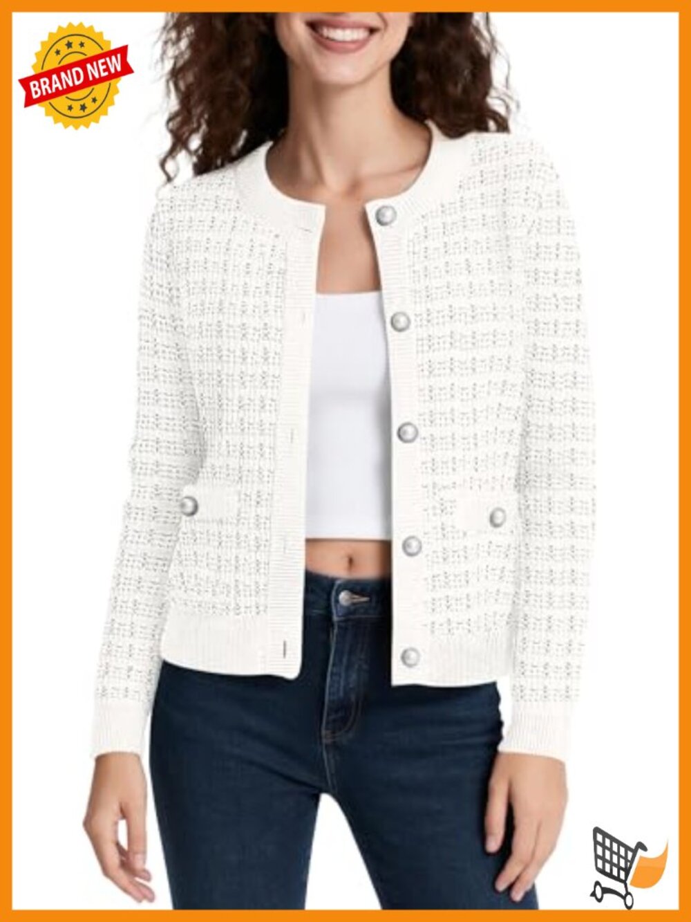 Open Front Knit Cropped Cardigan - Long Sleeve Sweater Jacket